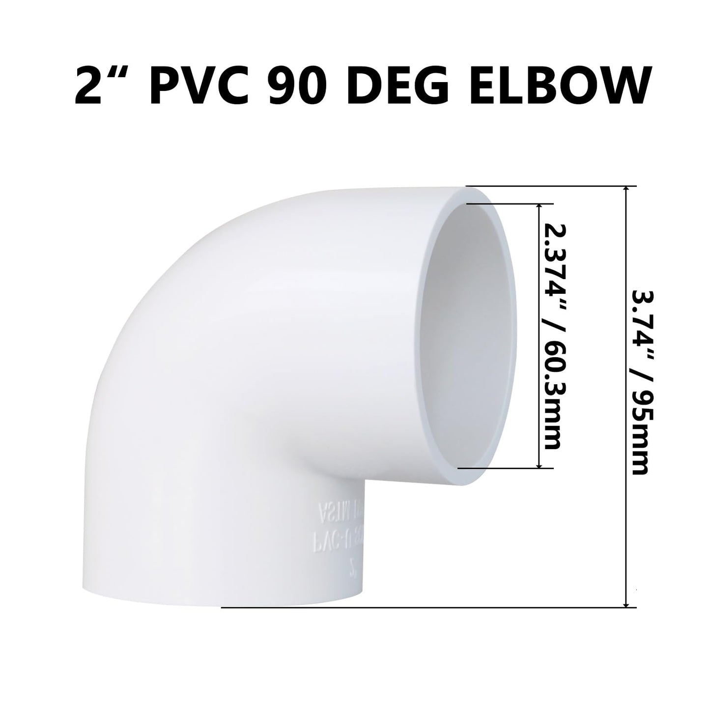 TALEGEN 5 Pack 2" PVC 90 Degree Elbow Pipe Fittings (Socket x Socket), 2 Way Right Angle Adapter Coupling Schedule 40, 2 inch PVC Pipe Corner Connector DIY, White SCH 40
