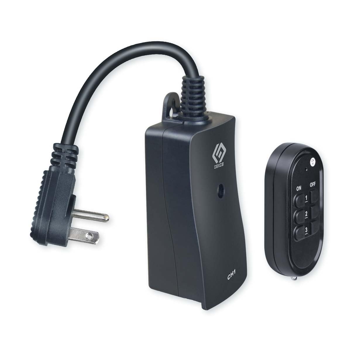 OSKOS Outdoor 3 Pack Outlets with Wireless Remote Control, 0.5ft Power Cord, Black.