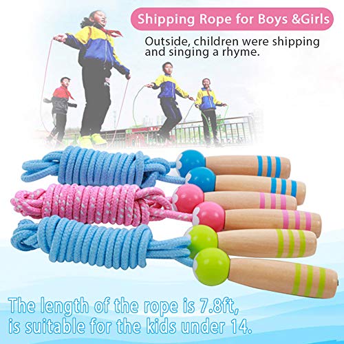 Adjustable 7ft Cotton Jump Rope with Wooden Handle - Pink