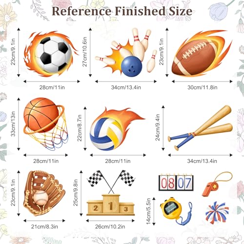 3D Sports Wall Decals, Basketball Soccer Football Wall Stickers Ball Games Peel and Stick Decal Self Adhesive Sticker for Boys Nursery Kids Room Home Decor