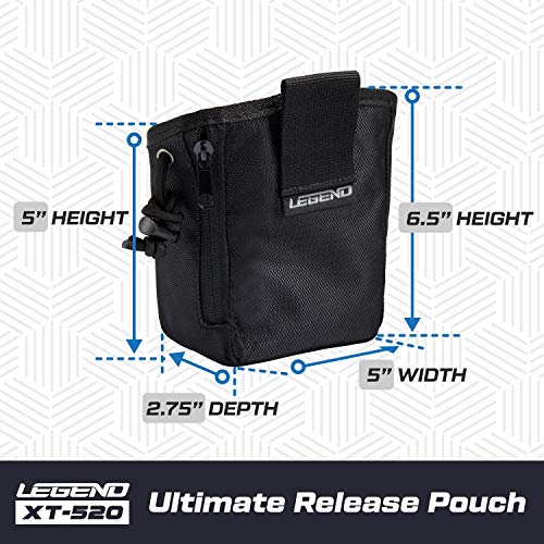 Legend XT520 Quick Release Pouch & Finger Tab Bag | Interior Divider for Better Organization & Storage of Release Aids | Attaches to Standard 2" Belt | Quick Drawstring Closure
