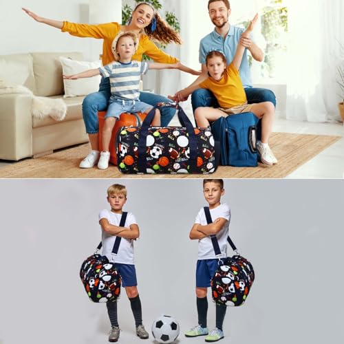 RHCPFOVR Gym Travel Duffle Bag for Boys - Deep Blue with Shoe & Wet Pocket, Kids Sports Overnight Bag