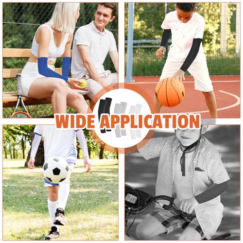 Kids Arm Sleeves - Breathable Elastic Ice Sleeves for Sports - Black, White & Blue