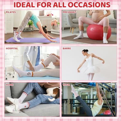 Women’s Cute Pilates Socks with Grips - Berry Mocha Cherry Cafe Mix