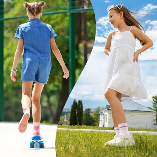 Kids Athletic Crew Socks - 6 Pairs for Girls