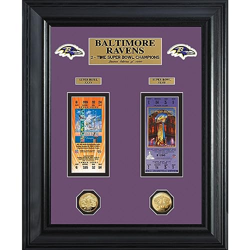 Framed Baltimore Ravens Super Bowl Ticket & Coin Collection - 27"x20"