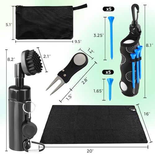 Golfupp 21-Piece Golf Essentials Kit: Brush, Towel, Tees Holder, Divot Repair Tool