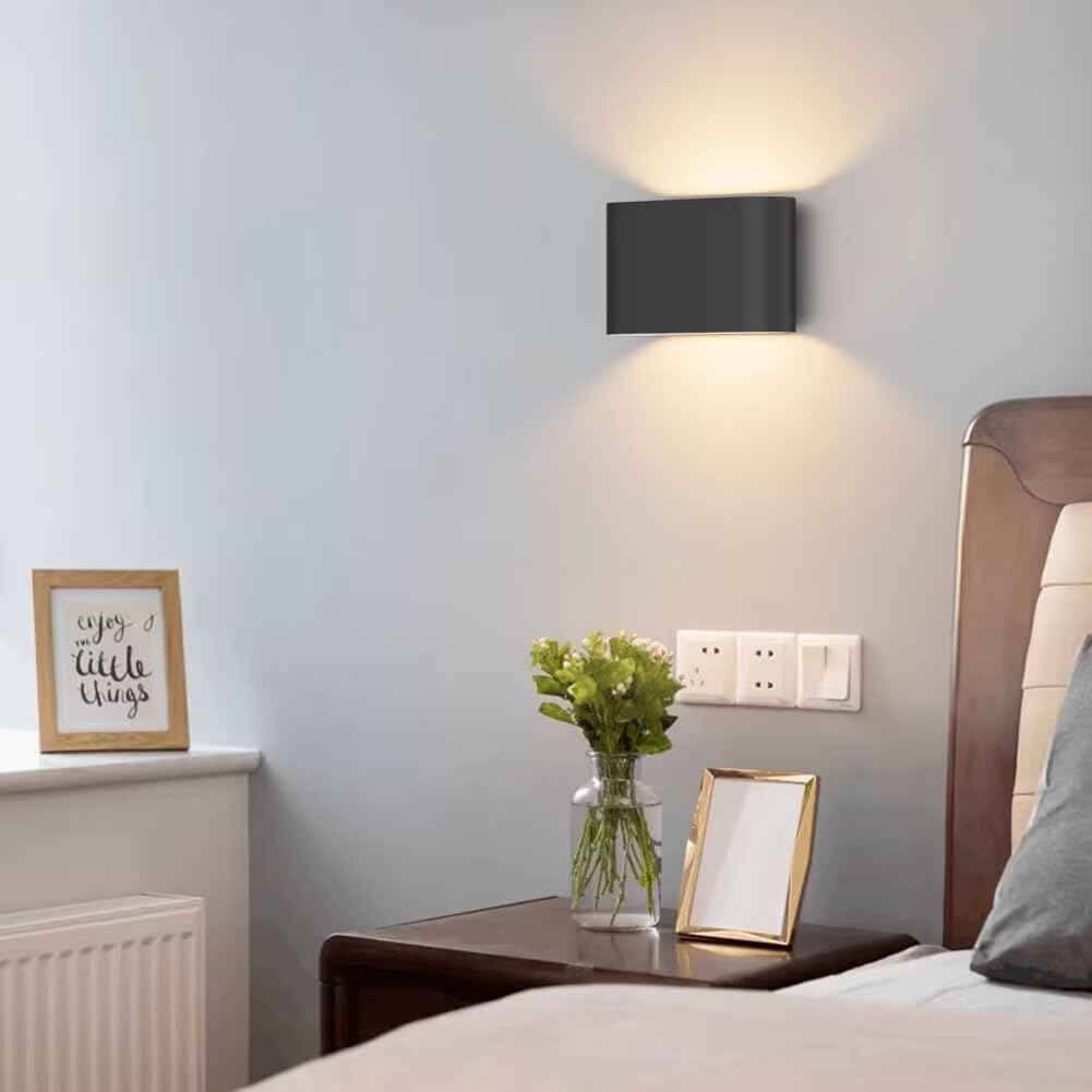 Modern Black LED Wall Sconces Set of 2 - Hardwired Up & Down Indoor Lights for Living Room, Bedroom, Hallway - Warm White 3000K (Includes G9 Bulbs)