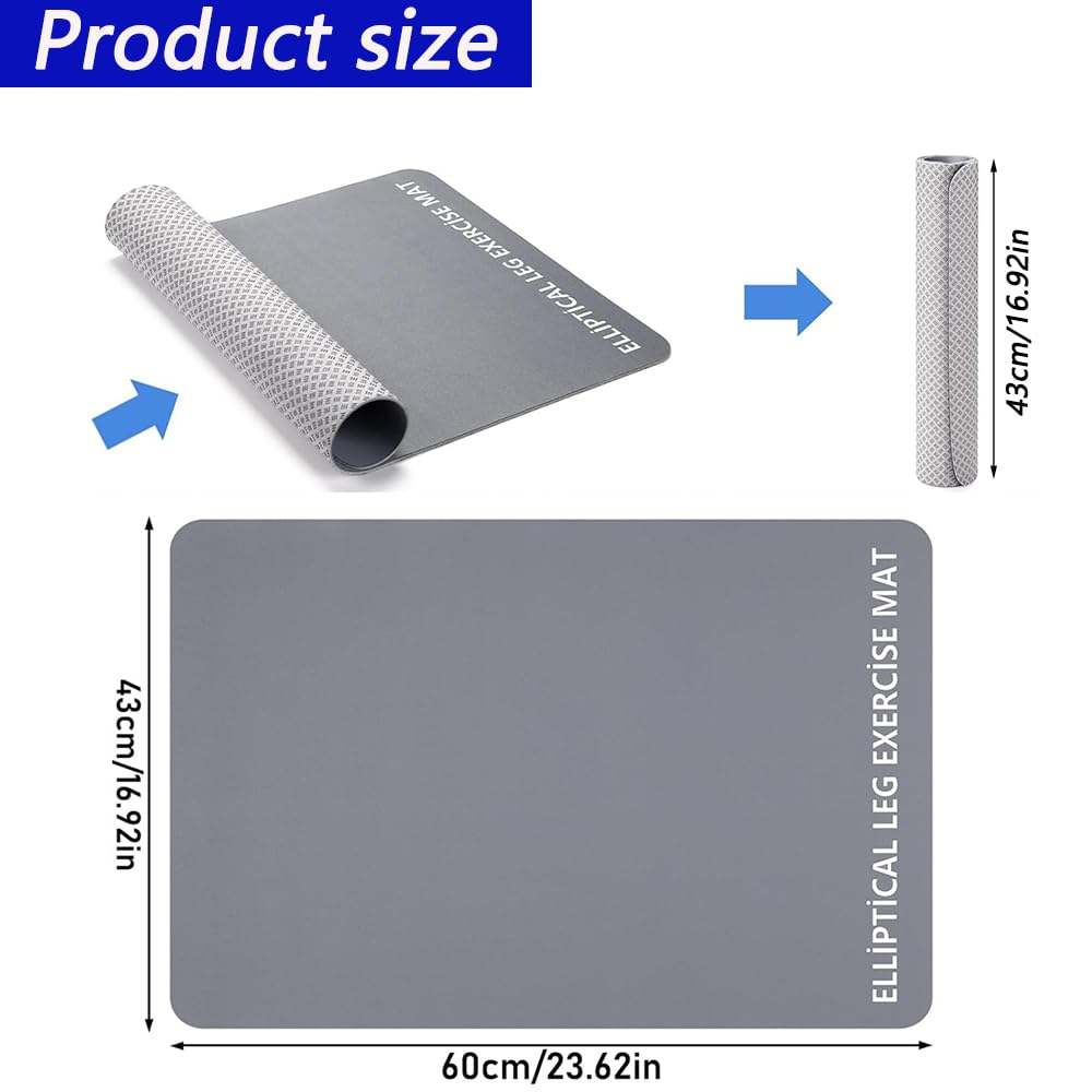 LOOEEL Under Desk Elliptical Mat,Ellipse Machine Mat,Non-Slip Workout Pad Equipment for Peloton Bike,Suitable for Electric Foot Exercise Equipment,Stability and Floor Protection-Grey