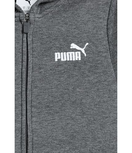 PUMA Boys' Essential Logo Zip Hoodie Medium Charcoal Heather Kids Fleece Sweatshirt