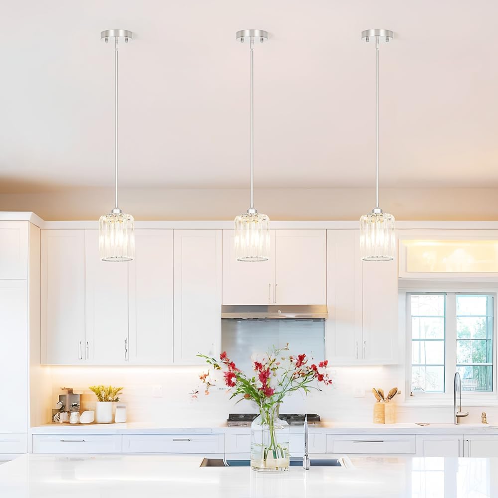 Modern Gold Crystal Ceiling Light Fixture - 11-Inch Semi Flush Mount Chandelier for Kitchen & Entryway