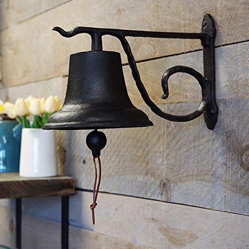 NACH Rustic Cast Iron Doorbell, Medium Door Bells for Homes, Classic Dinner Bell, Black Doorbell, 12.2 x 7.7 x 8.3 Inches, JS-90-096