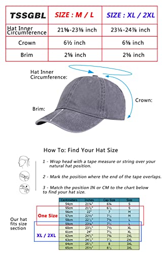 TSSGBL Vintage Cotton Washed Baseball Cap Small-Medium Navy Unstructured Low Profile Dad Hat for Men Women