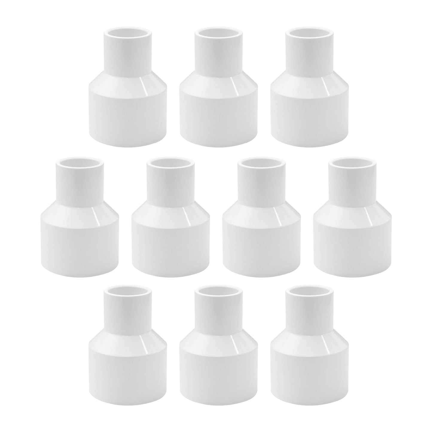 LESSO PVC Pipe Fitting - Reducing Coupling (SOC × SOC), 3/4 to 1/2 Inch Fitting, High-Flow SCH40 Pipe Fitting for Plumbing, Irrigation, Pool, Spa, DIY Projects and NSF Certified (Pack of 10)