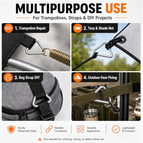20PCS Stainless Steel Trampoline Triangle Buckles - Replacement V-Rings for Jump Mats