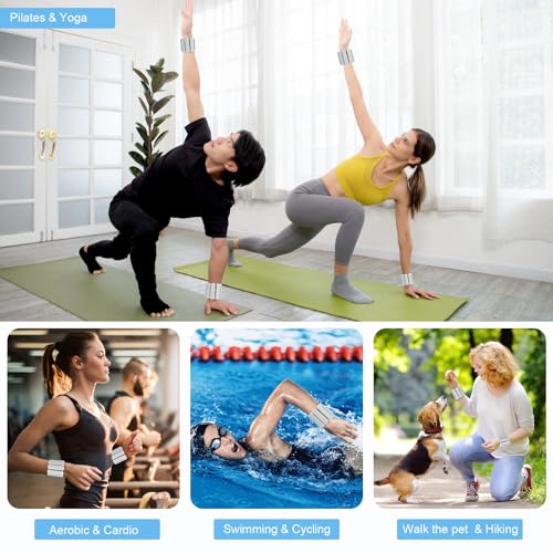 Teikugv Grey Adjustable Wrist & Ankle Weights Set for Women & Men, 2lb