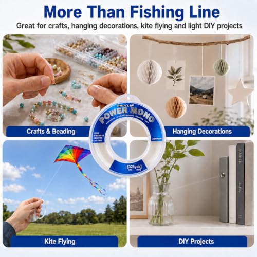 Clear Monofilament Fishing Line 8lb 328yd - Low Memory Nylon Wire