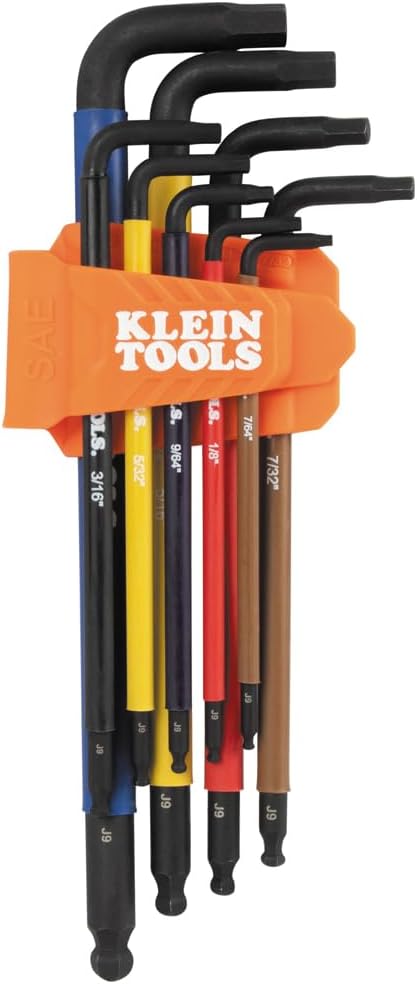 Klein Tools 18-Piece Hex Key Wrench Set - Color Coded, SAE & Metric, Long Arm & Ball End