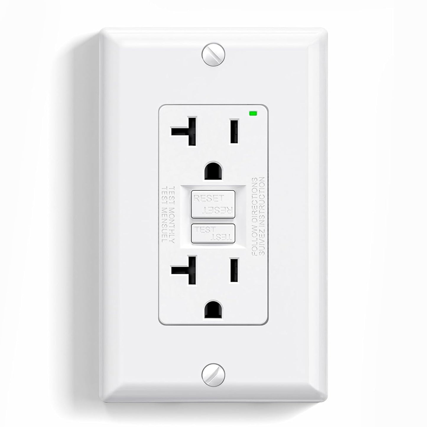 GFCI Outlet 15 Amp - Self-Test Electrical Receptacle with LED Indicator, 10 Pack