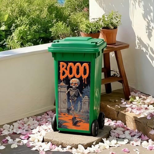 15x32 Inch Trash Can Stickers Ornaments and Christmas Tree with Snow Design Decorative Vinyl Peel and Stick Removable Art Decal for Indoor Outdoor Kitchen Bathroom Office Garbage Bin Wrap Cover