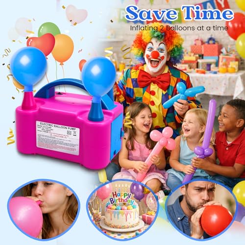 Electric Balloon Pump with Dual Nozzles & Tying Tool - Portable Inflator for Parties