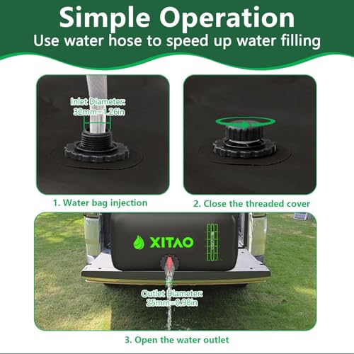 XITAO 29 Gal Black Foldable Water Storage Bladder Container for RV Camping Garden