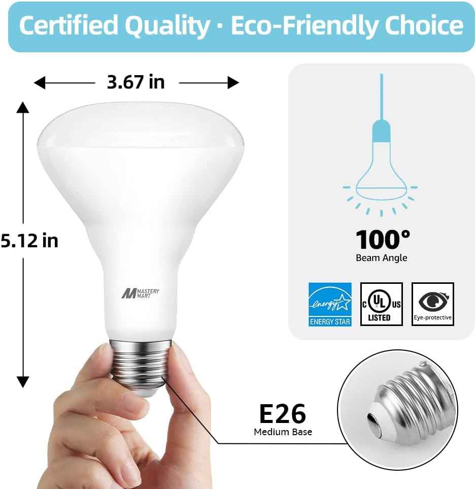 BR30 LED Bulbs 36-Pack - 65W Equivalent, 5000K Daylight, Dimmable, Flicker-Free, Energy Efficient E26 Base