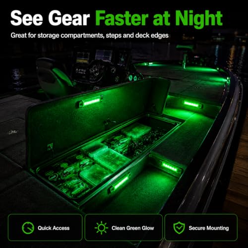 4pcs Green Waterproof LED Interior Lights for Boat Deck & Cockpit