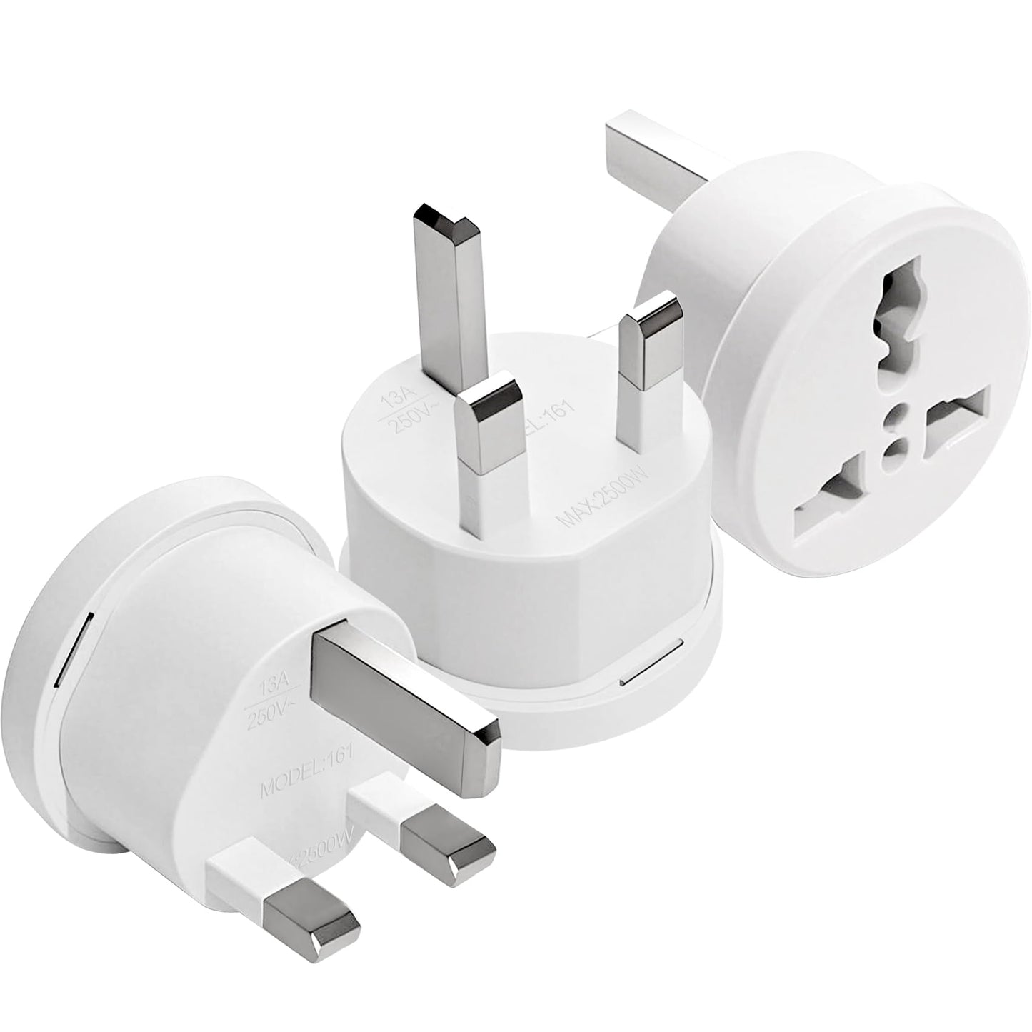Ziissup UK Plug Adapter for Travel, Type G International Power Adapter for UK Hong Kong Ireland UAE 3-Packs