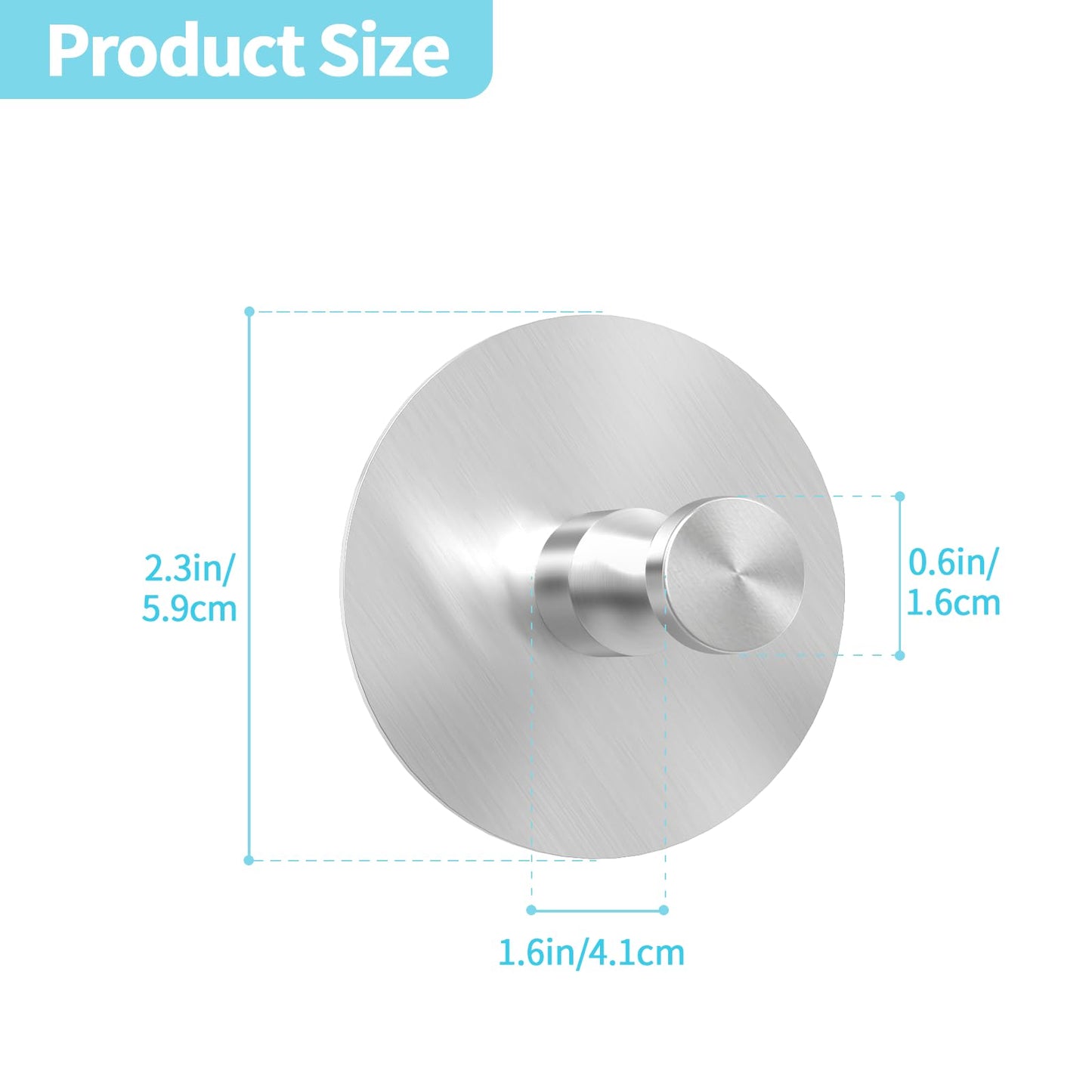 STWWO Adhesive Hooks for Walls No Damage 4 PCS, Heavy Duty Aluminum Strong Adhesive Towel Hooks for Bathrooms for Inside Shower for Hanging Loofah, Clothes, Robes