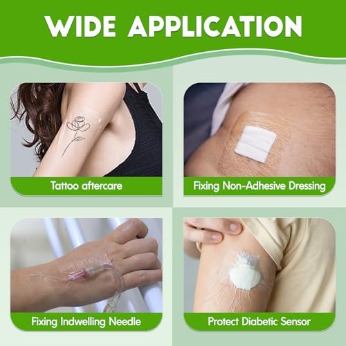 50 Pack Waterproof Transparent Film Dressings - Large 4x4.75 inch, Wound & Post-Surgical Care