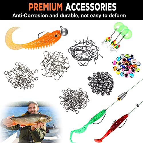 PLUSINNO 201pcs Fishing Tackle Kit with Box – Includes Hooks, Weights, Swimbait/Spinner Blades for Bass Trout Bluegill Crappie