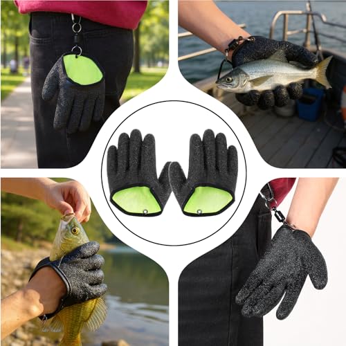 Waterproof Fishing Gloves with Magnetic Hook - 2 Pcs Non-Slip Grip