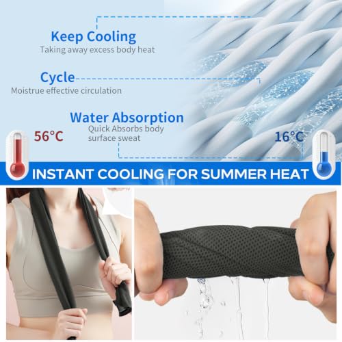 Cooling Towels 5 Pack - 40" x 12" Soft Microfiber for Yoga, Sports & Gym - Grey