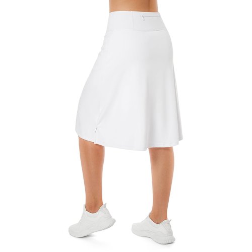 Women's Midi Length Skorts Skirts with 3 Pockets Modest Skirts Women's 24" Knee Length Skort Allwhite S