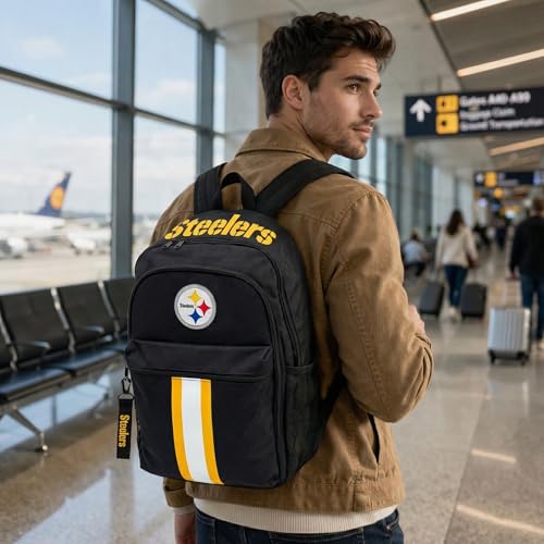 Pittsburgh Steelers Backpack - Triple Stripe Design with Keychain