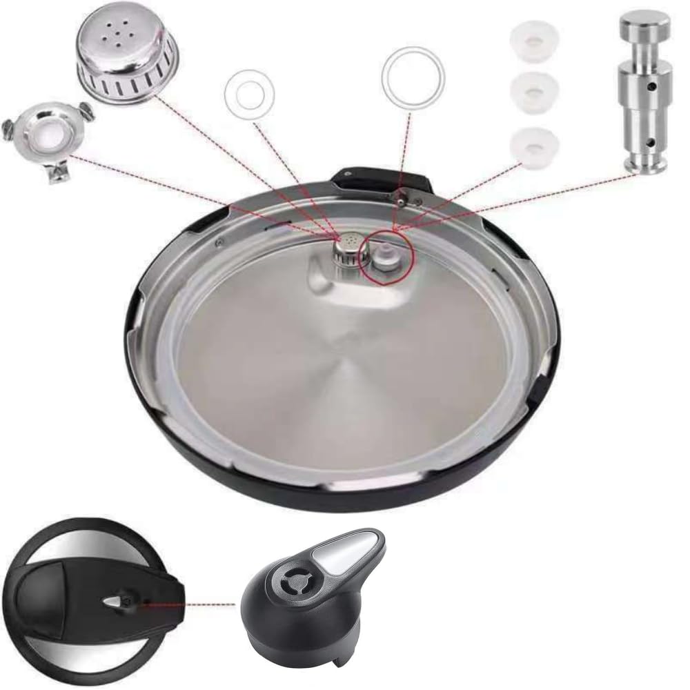 Generic Replacement Parts Steam Release Handle,Float Valve,Anti-Block Shield and Sealing Ring for Instant Pot LUX 3, 5, 6, 8 Quart, IP-LUX Mini,IP-LUX50,IP-LUX60 and IP-LUX80, DaoCheng21LUX, Silver