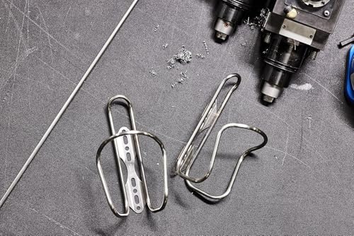 Wolf Tooth Morse Stainless Bottle Cage - Silver, Adjustable Bicycle Water Bottle Holder