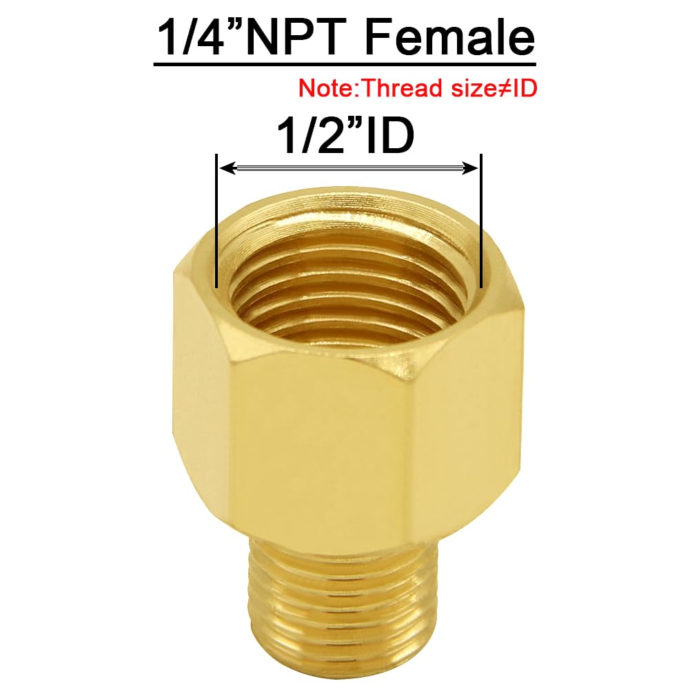 Joywayus 1/4" NPT Female × M10*1.0 Male Thread Brass Pipe Fitting Adapter Connector
