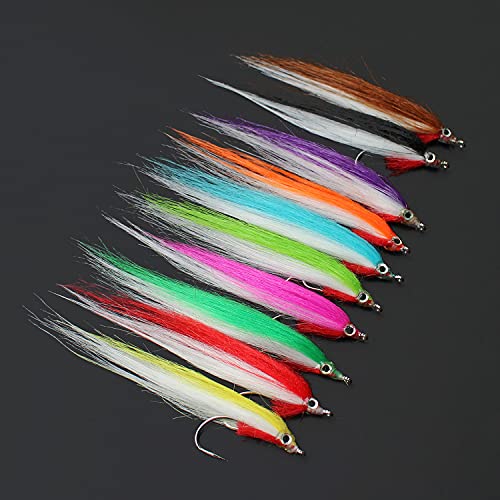 Tigofly 20 pcs 1/0 UV Color Fishing Flies Set for Salmon Trout Bass Steelhead