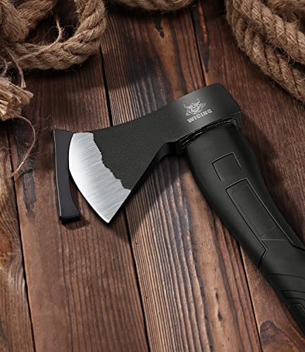 WICING Throwing Axe - 3 Pack, 15in High-Carbon Steel Hatchets with Fiberglass Handle