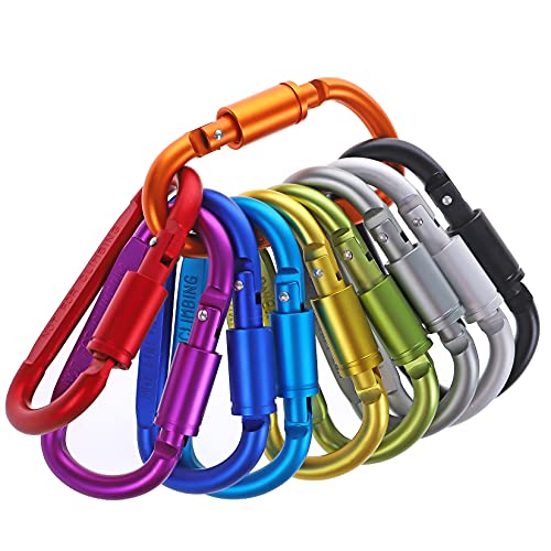 IEBUOBO Multicolor Locking Carabiner Clips 3 Inch Keychain Hooks - A-Multicolored 10 Pack