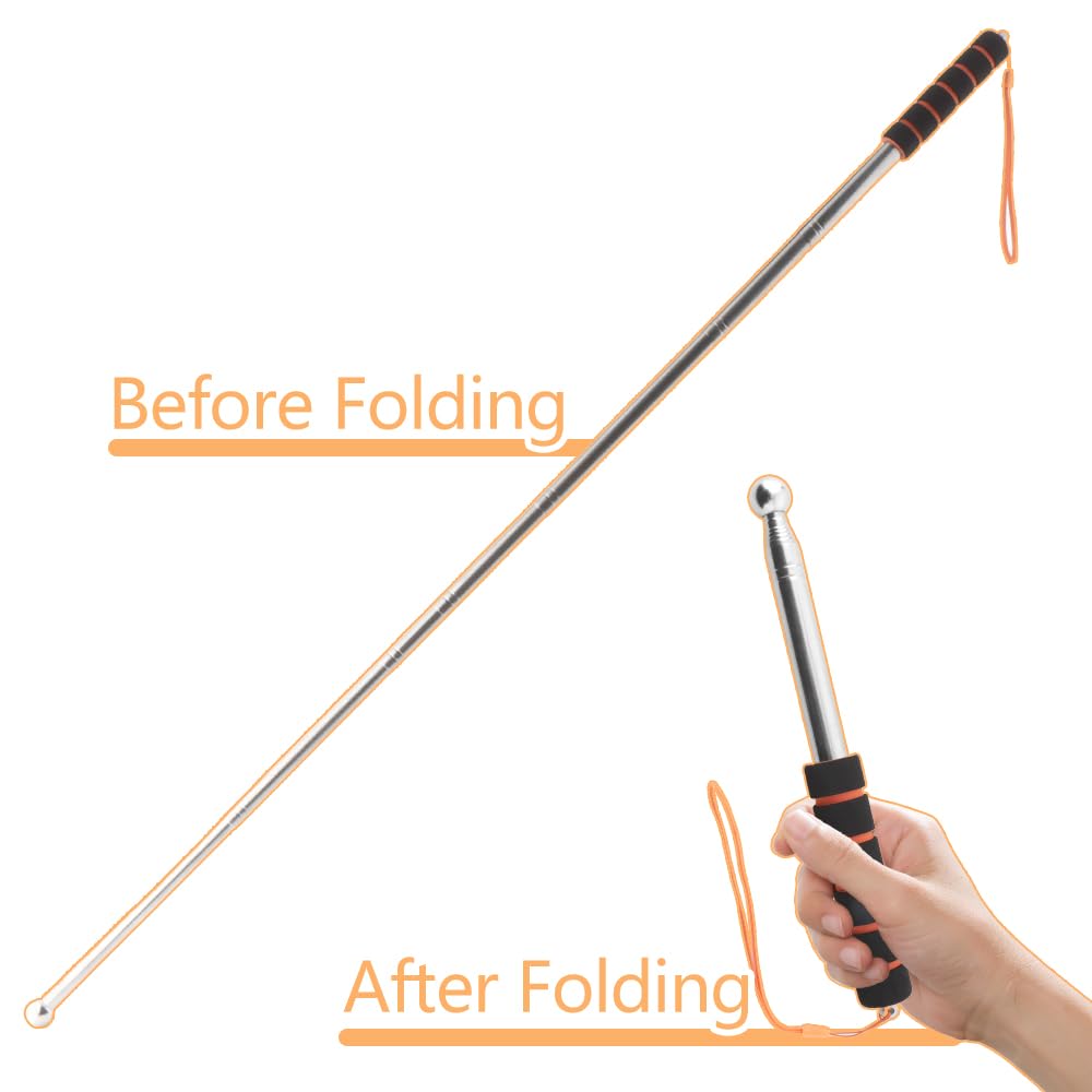 TWZKXC 2 Pcs 51" Hollowing Drum Hammer Sound Detection Folding Stick, Upgraded Reinforced Thickened Telescopic Rod for House Decoration Inspection, Solid Ball Reinforcement Design Comes with Lanyard