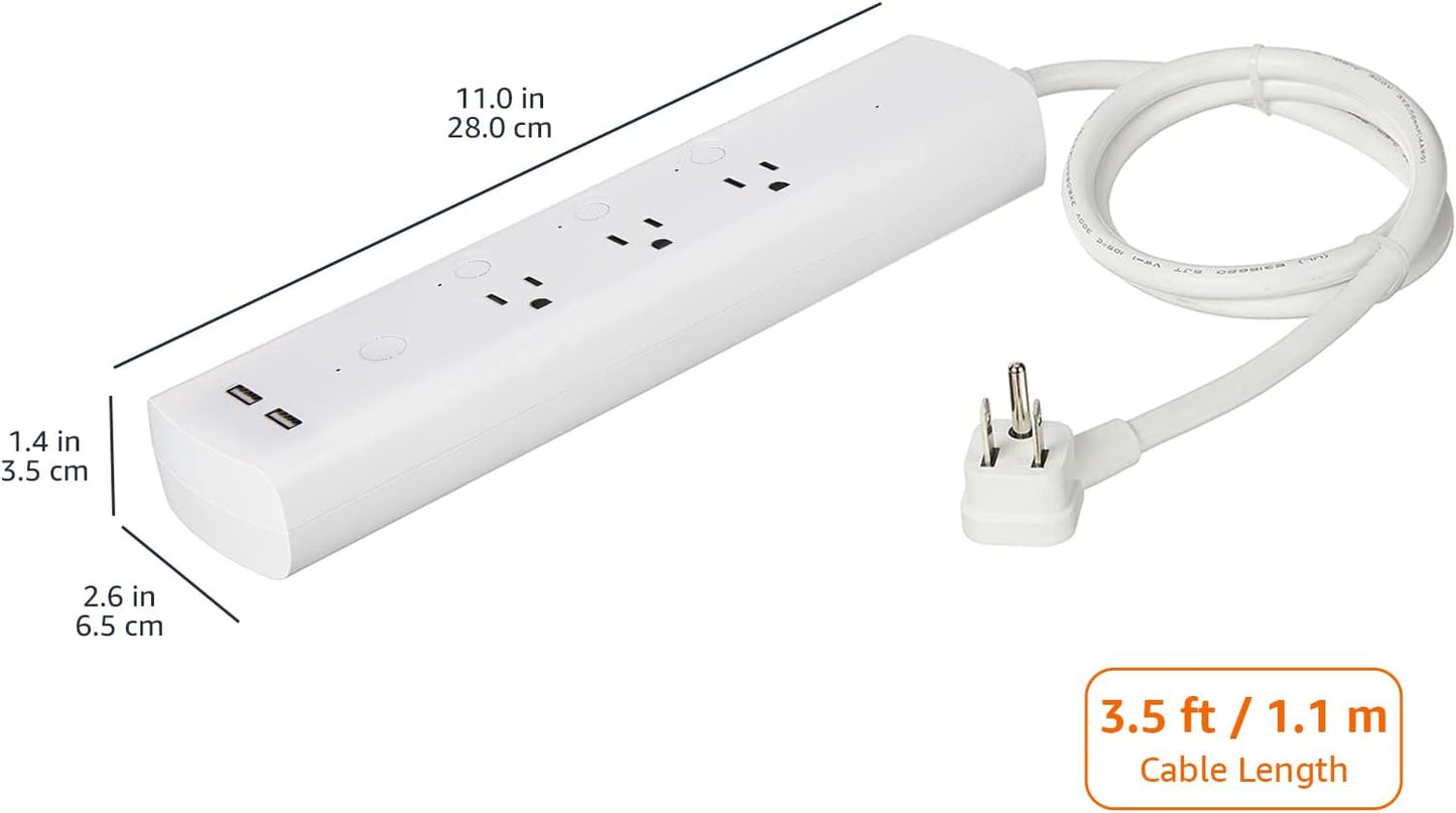 Smart Plug Power Strip with 6 Outlets & 3 USB Ports - Works with Alexa, Wi-Fi, White