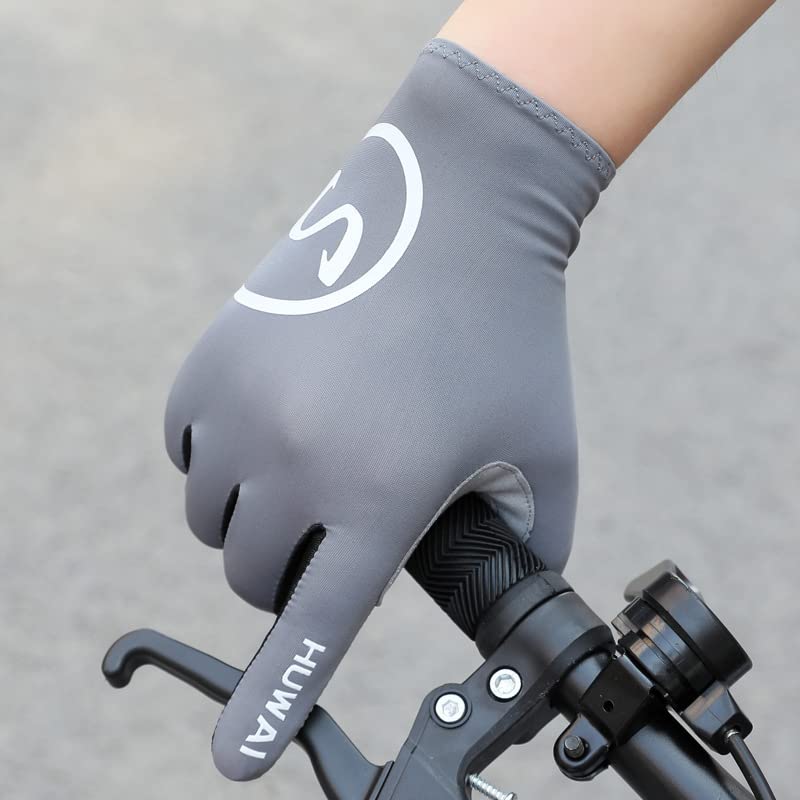 SUJAYU Large Grey Full Finger Cycling Gloves - Breathable MTB Racing Gloves for Men & Women