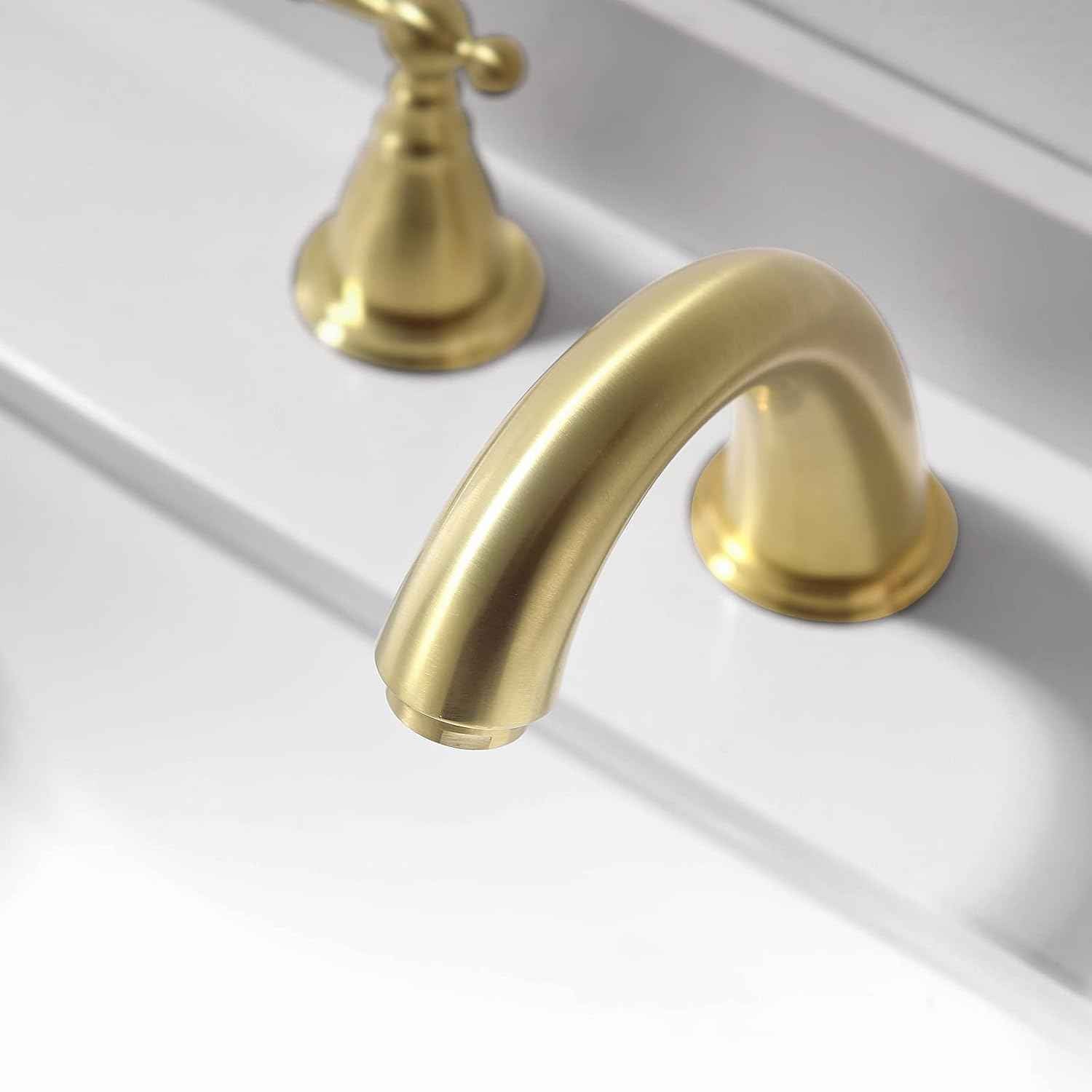 Phiestina 8-Inch Widespread Bathroom Faucet - Chrome, Lead-Free, Metal Pop-Up Drain, Model WF008-4-C