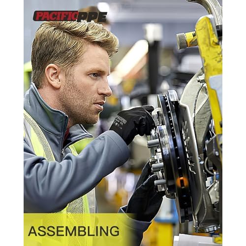 PACIFIC PPE 18 Pairs Work Gloves, PU Coated Seamless Knit Gloves, Touchscreen Safety Gloves with Grip, Ideal for General Duty Work, Men and Women, Black, Large