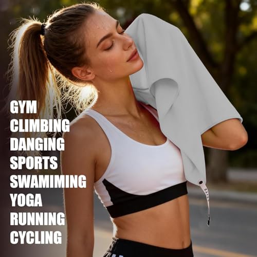 CSITE Microfiber Gym Towel 5 Pack - Quick Dry, Absorbent, Odor-Free, Portable Workout Towels in Gray & Green