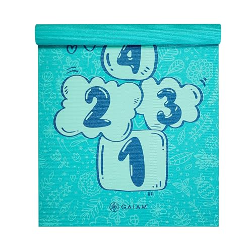 Gaiam Kids Hopscotch Printed Yoga Mat - Non-Toxic, 3mm, Fun Design for Ages 5-8