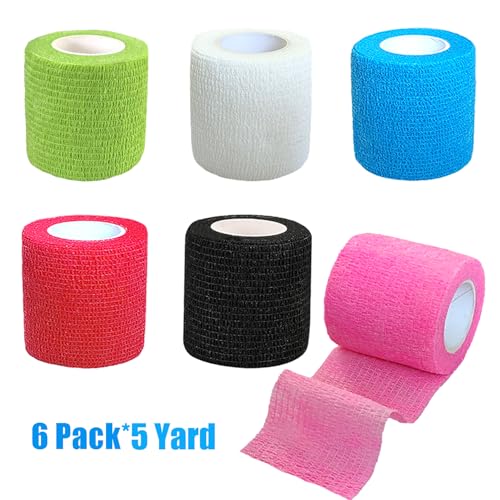 2 Inch Self-Adhesive Bandage Wrap - 6 Pack, 6 Colors